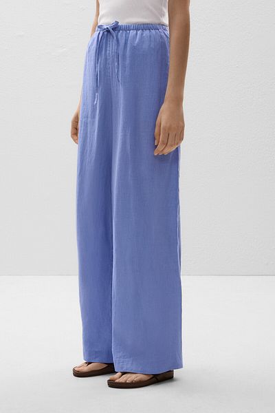 Oysho 100% Linen Straight-leg Trousers