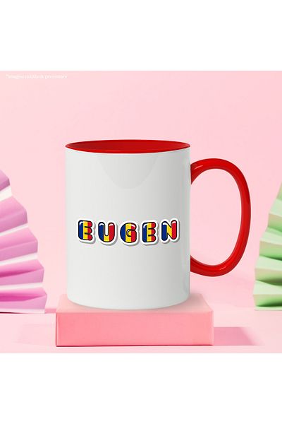 StoryGift Romania Mug With Name Eugen, Romania, Supporter, Romanian Flag, Patriot, 330ml, Ceram, With, STG.