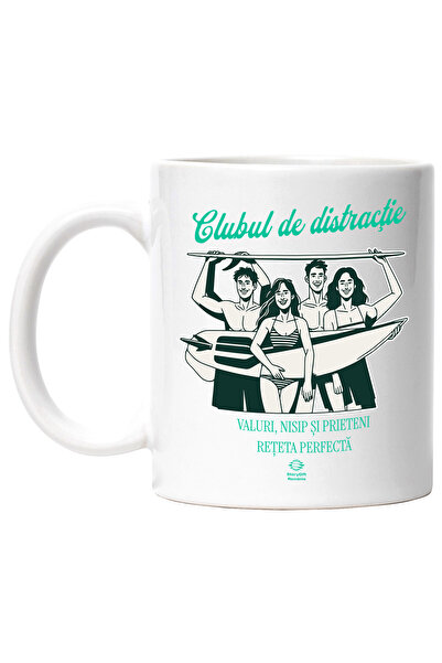 StoryGift Romania Cana Clubul De Distractie, Grup De Prieteni La Plaja, Familie, 330ml, Ceramic Cu, Cu ,stg
