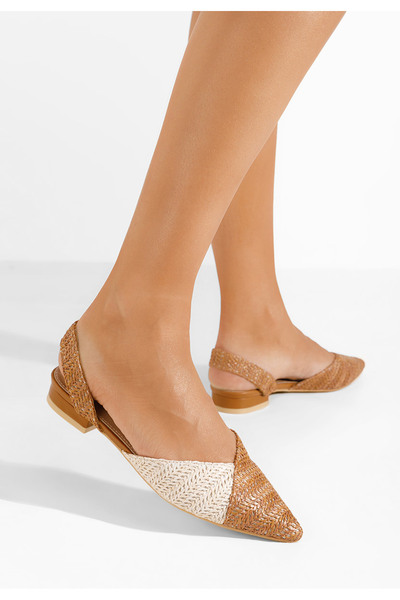 B T Shoes Camelové lodičky na nízkém podpatku Amira