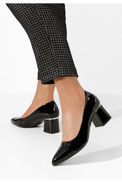 B T Shoes Black Aretha chunky heel shoes