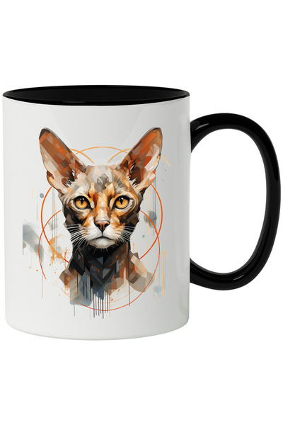 StoryGift Romania Cana Cu Cap De Pisica, Cerc, Geometric, Dungi, Linii, Multi...