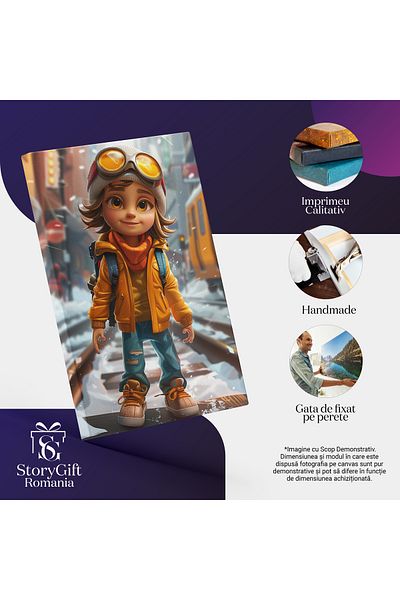 StoryGift Romania Canvas Painting 60 x 40CM Dangerous Winter Adventure on the Train Tracks The Girl with the Eye, STG.