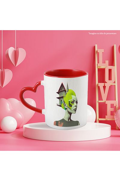 StoryGift Romania Mug With Artistic Woman, Imagination, Aesthetic, Neon, Ceramic, 330ml, with Handle I, With,STG.