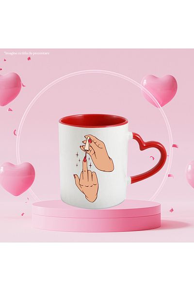 StoryGift Romania Cana Cu Mana, Oja, Stele, Unghii, Deget, Pensula, Multicolor 330 Ml, Ceramica Cu, Cu ,stg