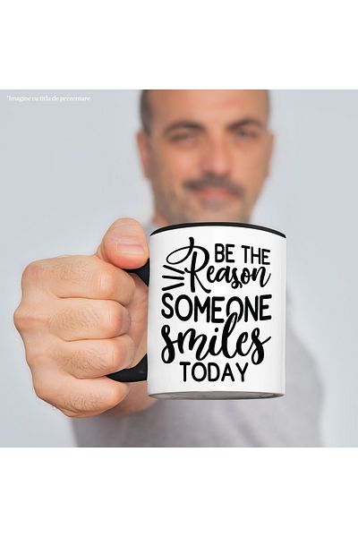 StoryGift Romania Mug with text in English "Be the reason someone smiles today" - be the reason for someone, With