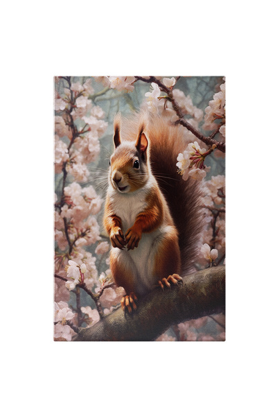 StoryGift Romania Tablou Canvas: O Veverita Intr-un Copac Inflorit - Rozatoar...