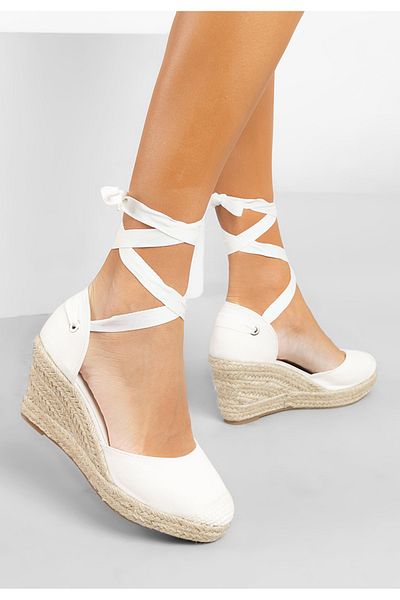 B T Shoes Vilena white espadrille platform sandals