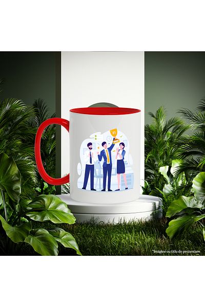StoryGift Romania Mug With Trophy, Team, Business, Office, Multicolor 330 ml, Ceramic with Ro Handle, With ,STG
