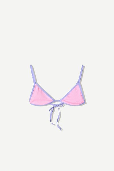 Bershka Contrast ribbed bikini top