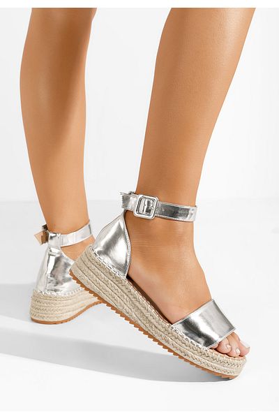 B T Shoes Vicky silver espadrille sandals