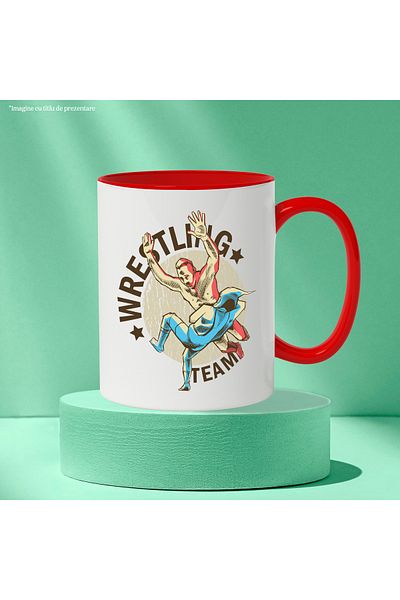 StoryGift Romania Mug With Message In English Wrestling Team, Sport, Wrestlers, Multicolor 330 ml, Ce, Cu