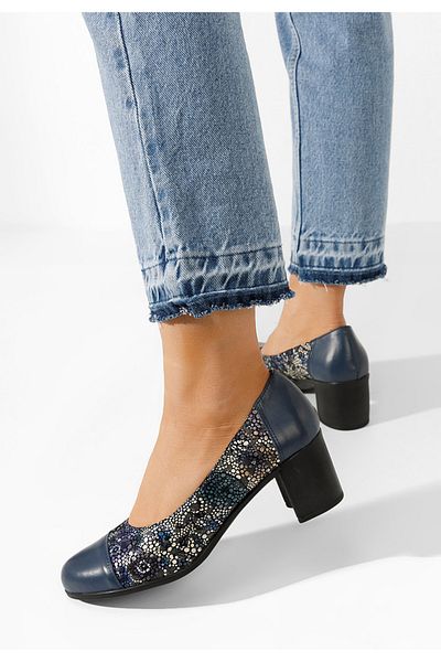 B T Shoes Judy V3 Multi-Colored Leather Chunky Heel Shoes