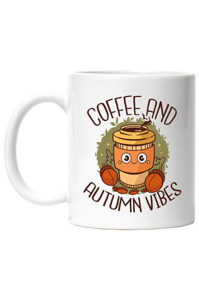 StoryGift Romania Cana Cu Mesaj Coffee And Autumn Vibes, Cafea, Ghinde, Toamn...