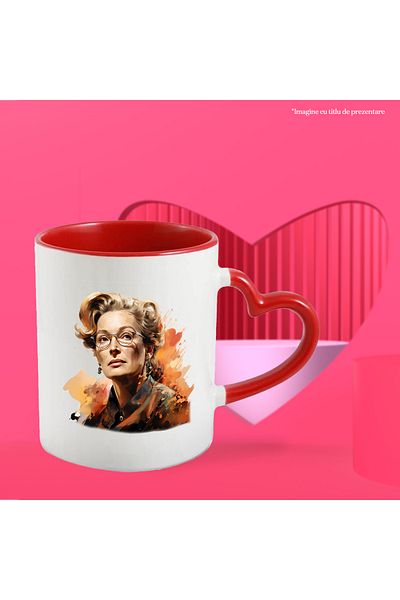 StoryGift Romania Mug With Meryl Streep, Actress, Celebrity, Glasses, Multicolor 330 ml, Ceramic, With ,STG.