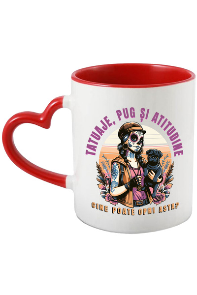 StoryGift Romania Cana Fata Cu Tatuaje Si Caine Pug Text Haios Cine Poate Opr...