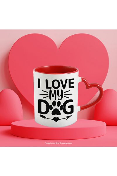 StoryGift Romania Mug with paw and heart for those who love their dogs - canines with Handle, With, STG
