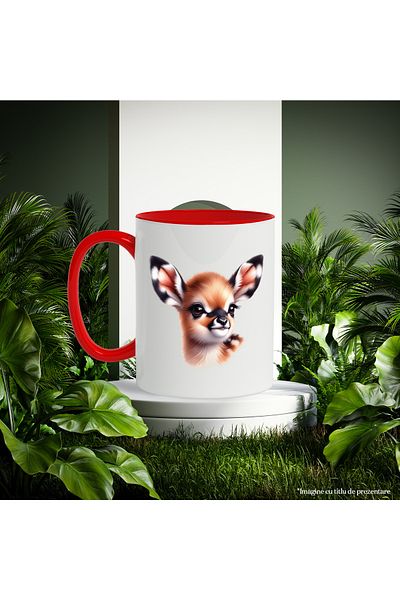 StoryGift Romania Mug with a baby deer | illustration | curious | looking into the distance | childhood, With
