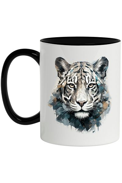 StoryGift Romania Mug With Tiger, Arctic, Mosaic, Wild Animal, Feline, Multicolor 330 ml, Ceramics, With