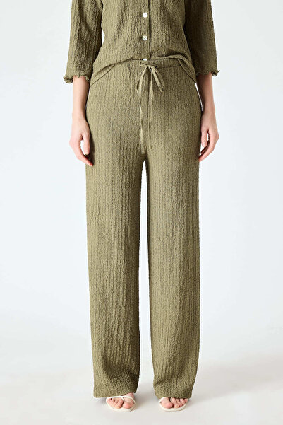 FEVER Beli bağcıklı bürümcük dokulu pantolon