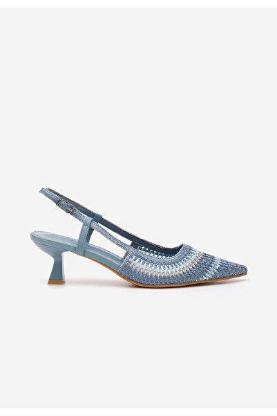 B T Shoes Modré lodičky na nízkém podpatku Dominga