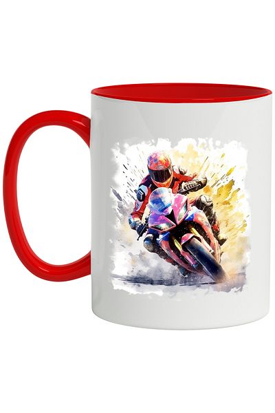StoryGift Romania Mug With Motorcycle, Helmet, Sand, Extreme Sports, Equipment, Multicolor 330 ml, , With