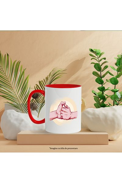 StoryGift Romania Mug With Hands, Fingers, Fight, Competition, Circle, Multicolor 330 ml, Ceramic with M, With ,STG