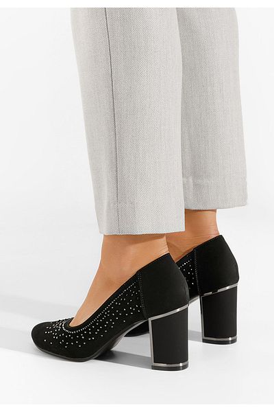 B T Shoes Pantofi Cu Toc Gros Corallia Negri