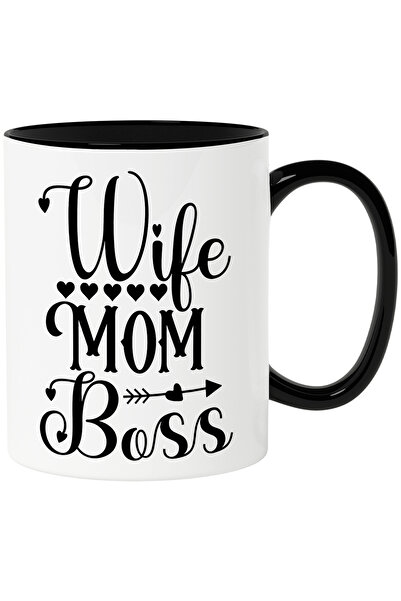 StoryGift Romania Cana Cu Inimioare Si Textul In Engleza "wife, Mom, Boss" - ...