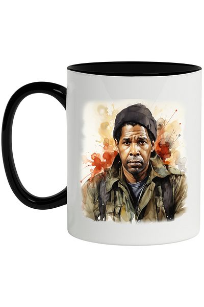 StoryGift Romania Mug With Denzel Washington, Actor, Celebrity, Movie, Multicolor 330 ml, Ceramic, With