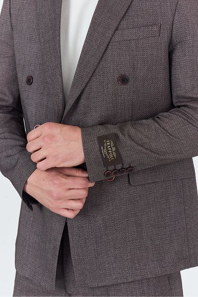 Frappoli Modesto Men's Burgundy 4-Season Slim Fit Double Breasted Suit