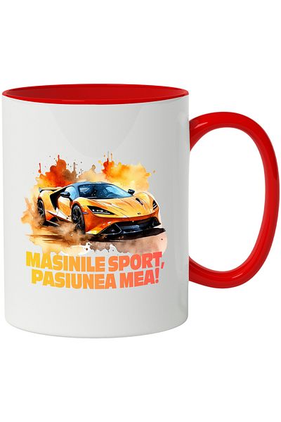 StoryGift Romania Mug With Message Sports Cars My Passion, Watercolor, Multicolor 330 ml, Ceramics, With