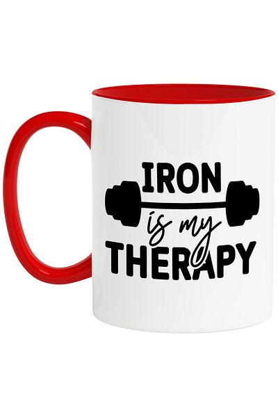 StoryGift Romania Mug for those who lift weights at the gym with the message "Iron is my therapy" - f, Cu