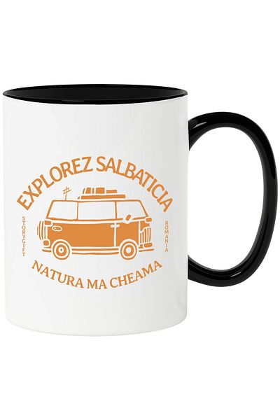 StoryGift Romania Mug explore wilderness caravan nature adventure, 330ml, Ceramic with Black Handle, With