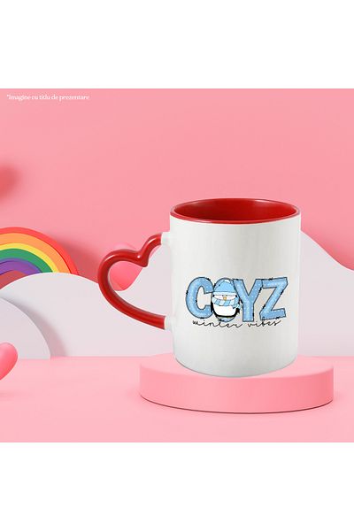 StoryGift Romania Mug with a penguin with the message "Cozy winter vibes", Merry Christmas, illustration, , With ,STG