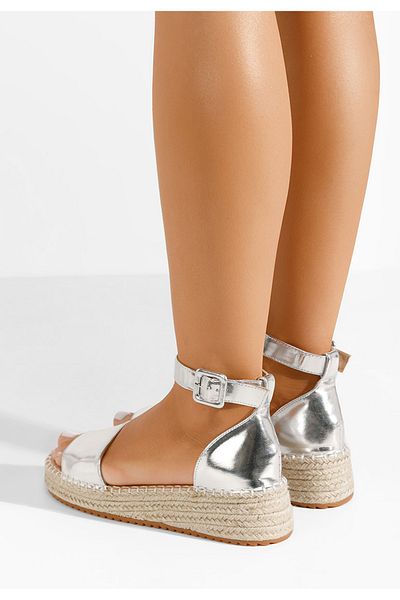 B T Shoes Vicky silver espadrille sandals