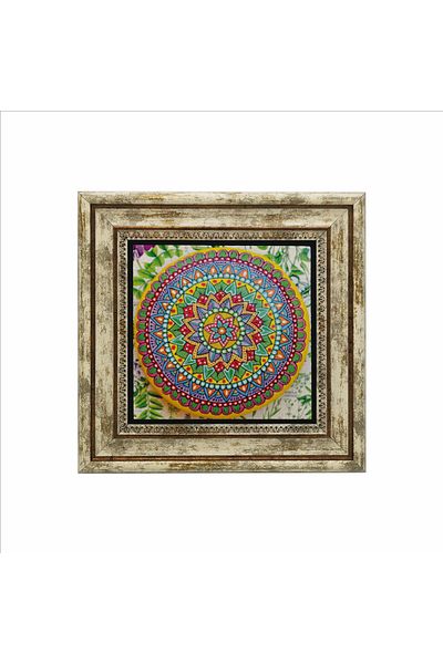 Sadrazam Mandala Pattern Printed Natural Stone Table (25 X 25 Kd-52)
