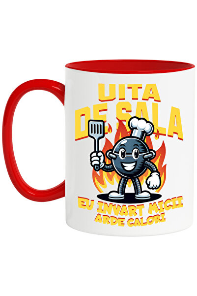 StoryGift Romania Cana Iubitor De Gratar Uita De Sala Eu Invart Micii Haios Gym, 330ml, Ceramic Cu, Cu ,stg