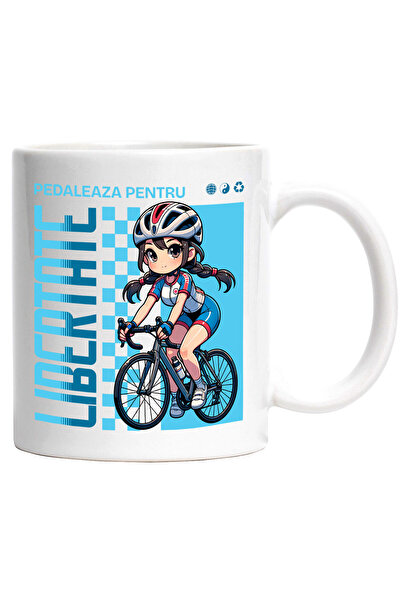 StoryGift Romania Cana Cu Fata Stil Anime Profesionista Pe Bicicleta Casca Sport Text In Limba Rom, Cu ,stg