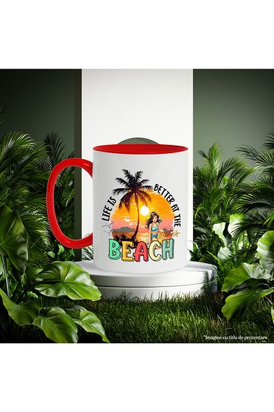 StoryGift Romania Mug with the message "Life is better at the beach", summer, vacation, relaxation, holiday, With ,STG