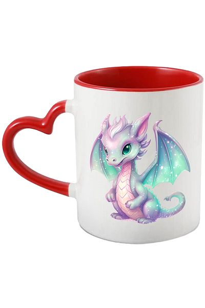 StoryGift Romania Mug with a playful baby dragon | illustration | shiny body | scales | galaxies, With ,STG