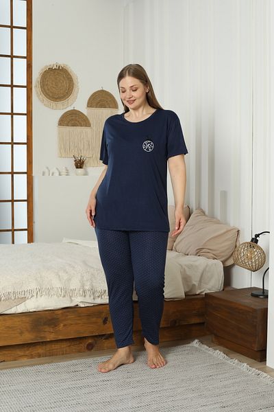LİLA İÇ GİYİM Battal Viscose Short Sleeve Pajama Set