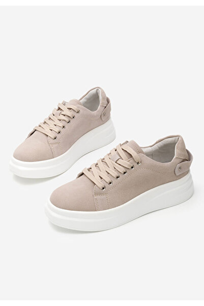 B T Shoes Béžové kožené dámské sneakersy Valonia