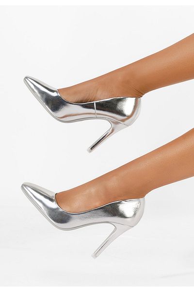 B T Shoes Pantofi Cu Toc Inalt Noli Argintii