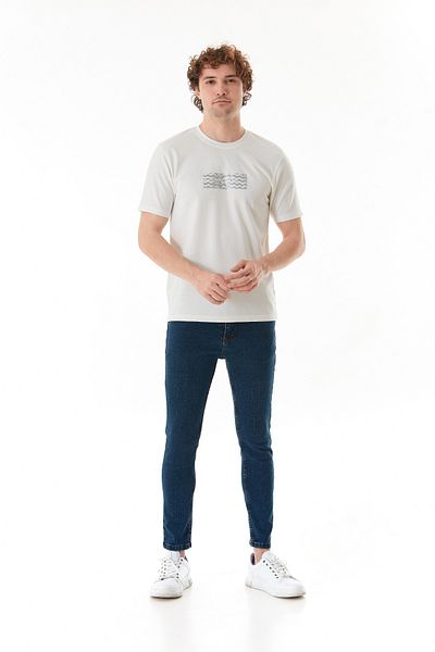 Fulla Moda Μπλουζάκι με λαιμόκοψη με ζιγκ-ζαγκ σχέδιο