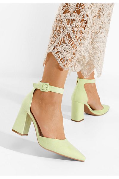 B T Shoes Freya Lime Chunky Heel Shoes
