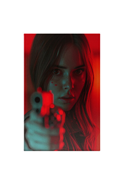 StoryGift Romania Tablou Canvas: Ucigasa Cu Pistui, Fata Cu O Lumina Rosie Pe...