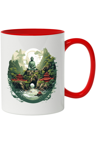 StoryGift Romania Cana Cu Buddha, Cer, Stanci, Lac, Templu, Padure, Multicolo...