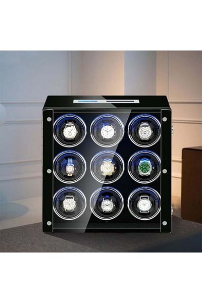 iUni Automatic Watch Winder Box, Luxury Watch Winder 9, Touchscreen, Black