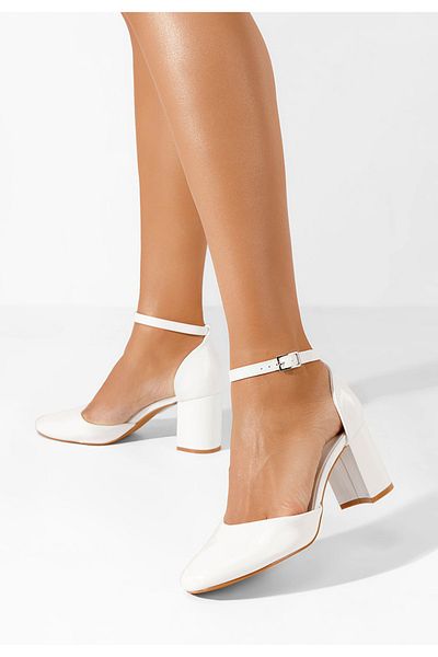 B T Shoes Pantofi Cu Toc Gros Fadivia Albi